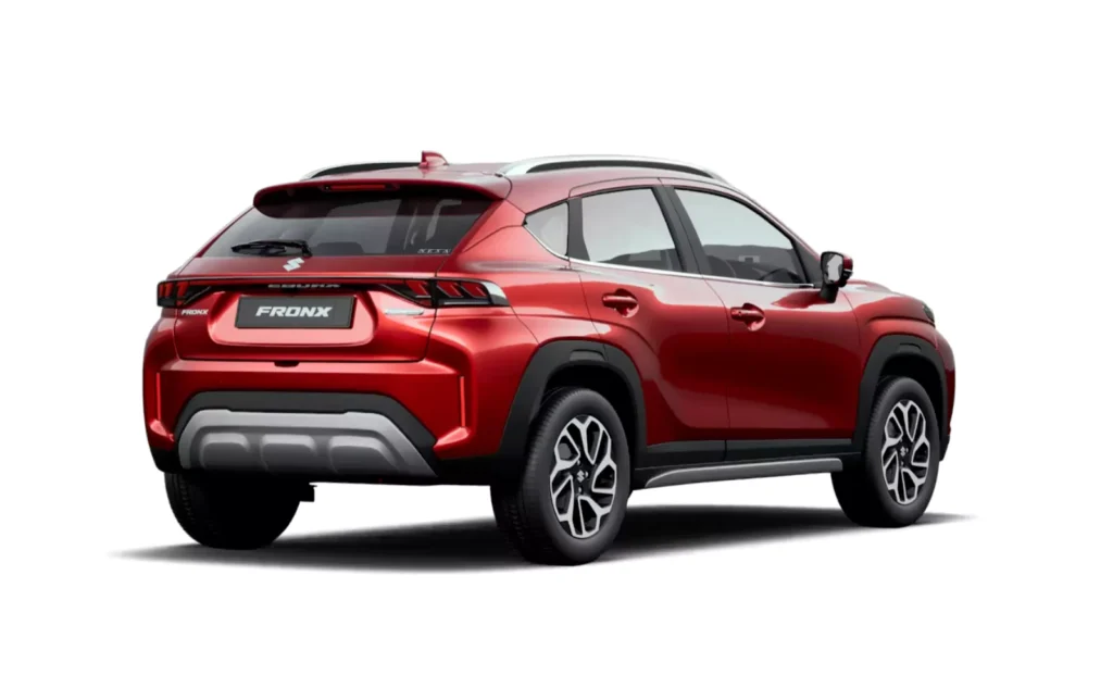Maruti Suzuki Fronx के स्टाइलिश कनेक्टेड LED टेल लाइट्स का रियर व्यू
