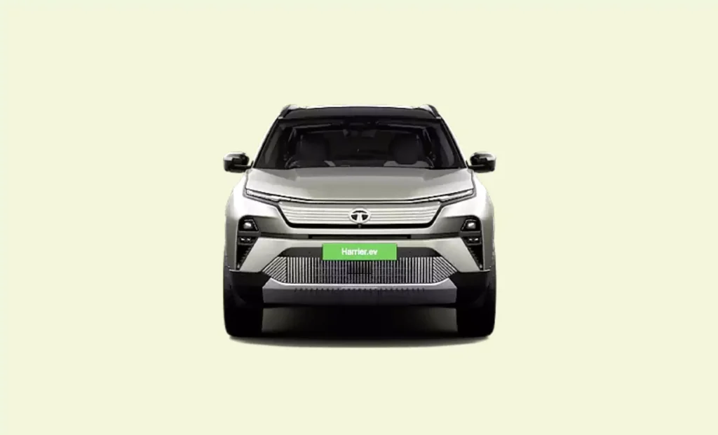 Tata Harrier EV का फ्रंट लुक, नये बम्पर और DRL डिज़ाइन के साथ